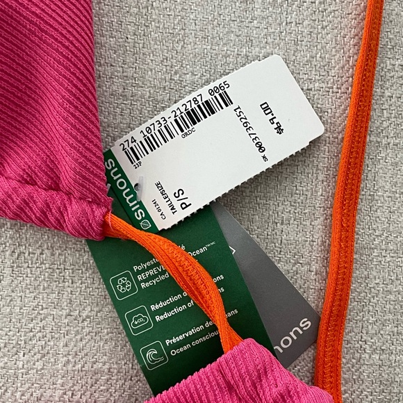 Pink monokini with orange enamel flower - Picture 2 of 4